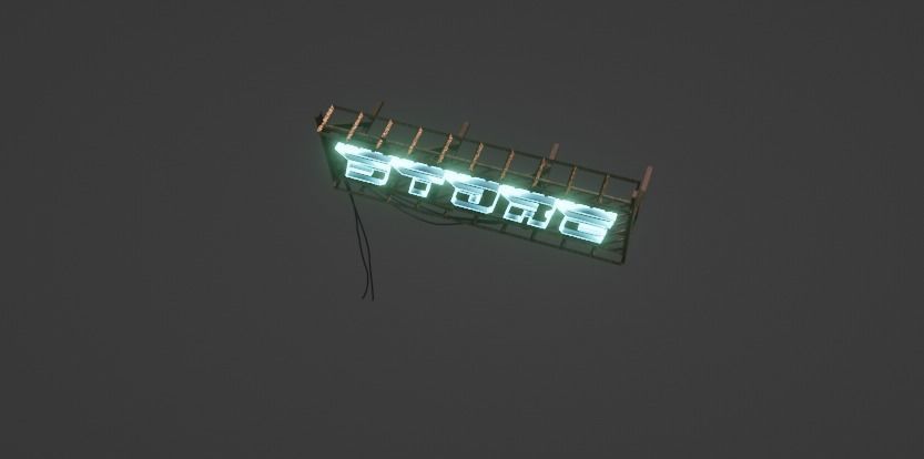 Cyberpunk Sign Board Low-poly 3D model_3