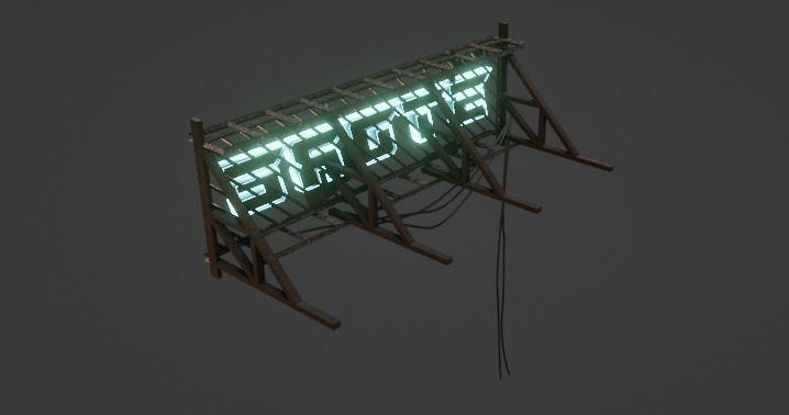 Cyberpunk Sign Board Low-poly 3D model_4