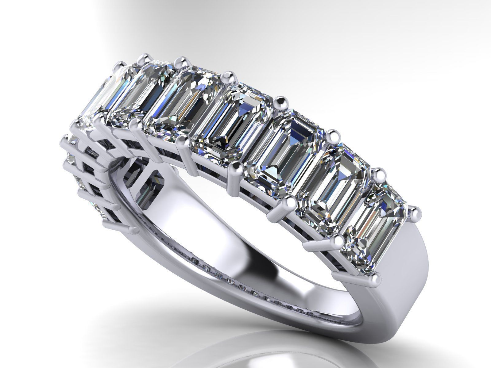 Emerald Cut Engagement Anniversary Ring 3D print model_2