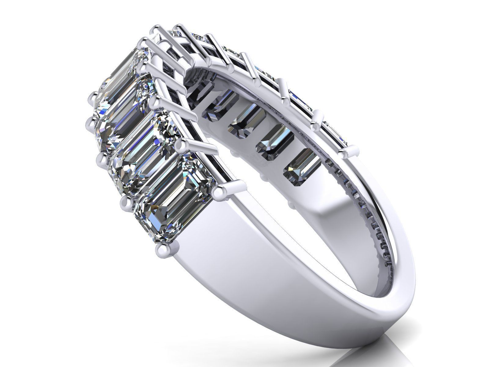 Emerald Cut Engagement Anniversary Ring 3D print model_4