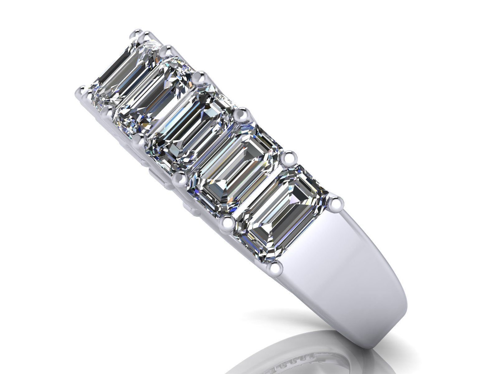 Emerald Cut Engagement Anniversary Ring 3D print model_3