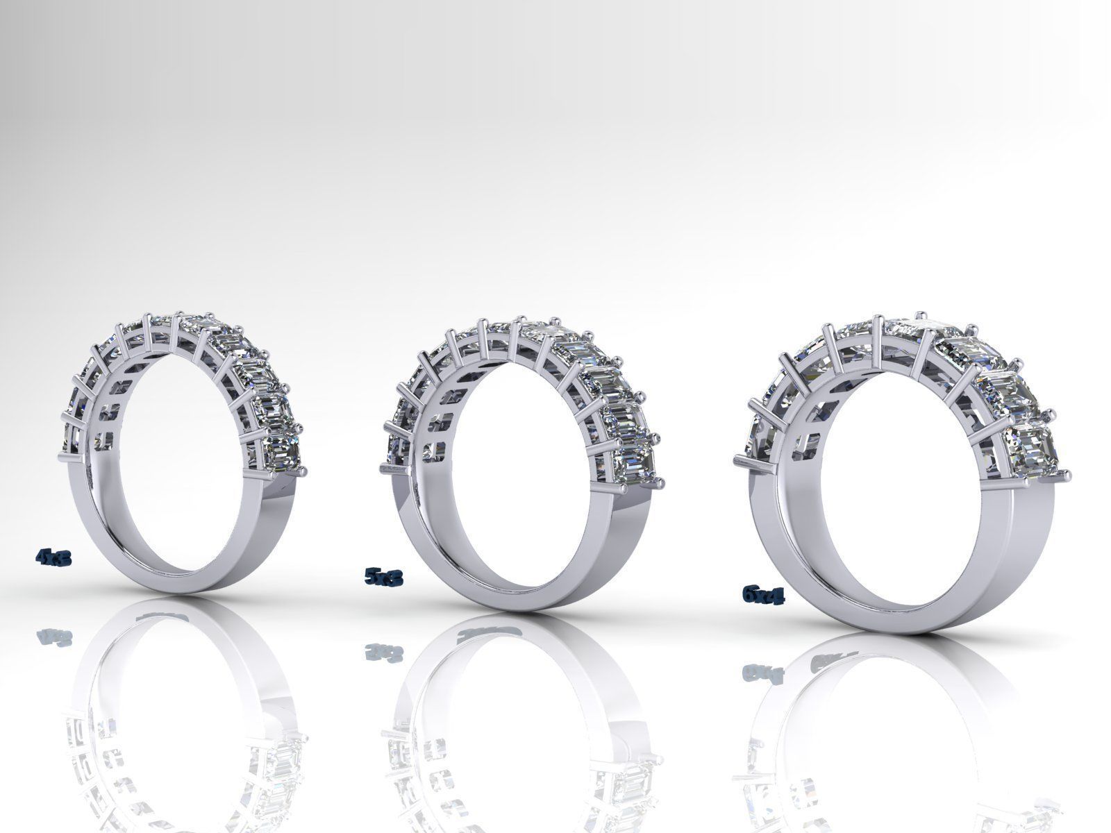 Emerald Cut Engagement Anniversary Ring 3D print model_11