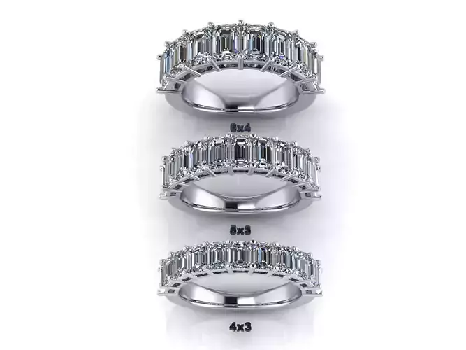 Emerald Cut Engagement Anniversary Ring 3D print model