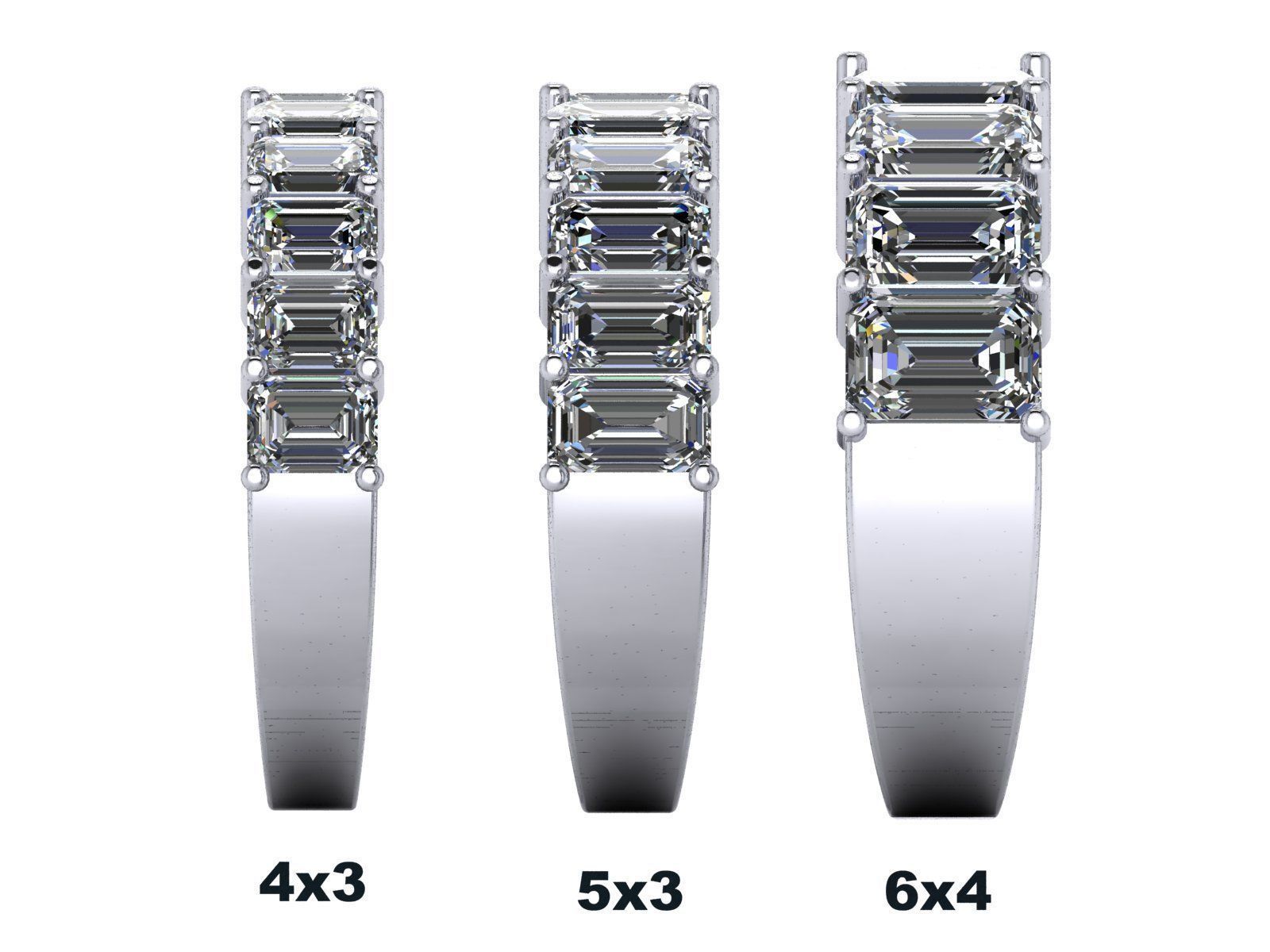 Emerald Cut Engagement Anniversary Ring 3D print model_9