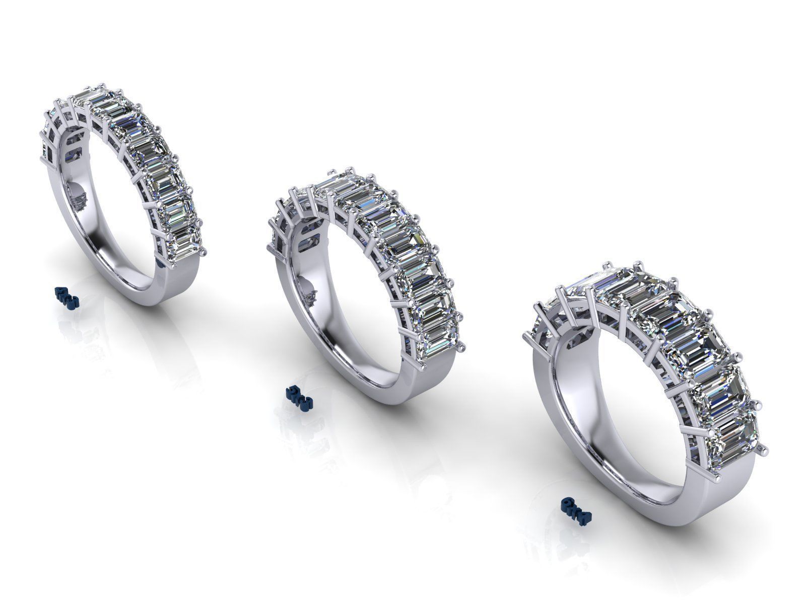 Emerald Cut Engagement Anniversary Ring 3D print model_10