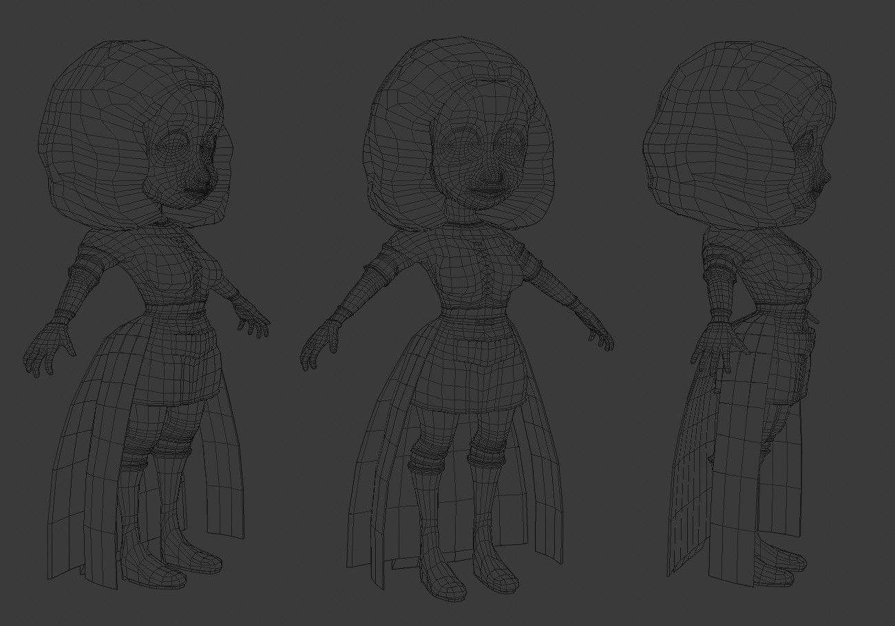 mini woman green eyes Low-poly 3D model_13