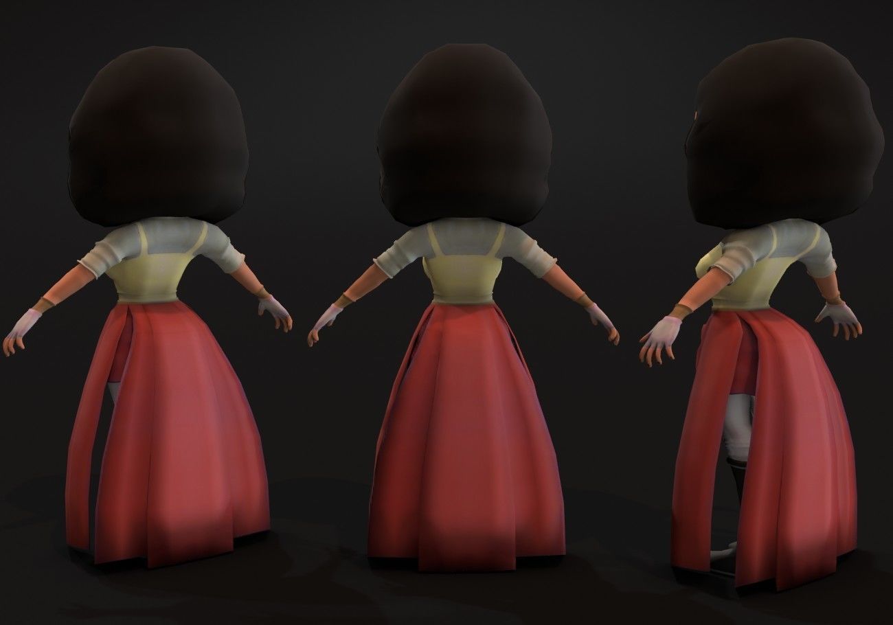 mini woman green eyes Low-poly 3D model_3