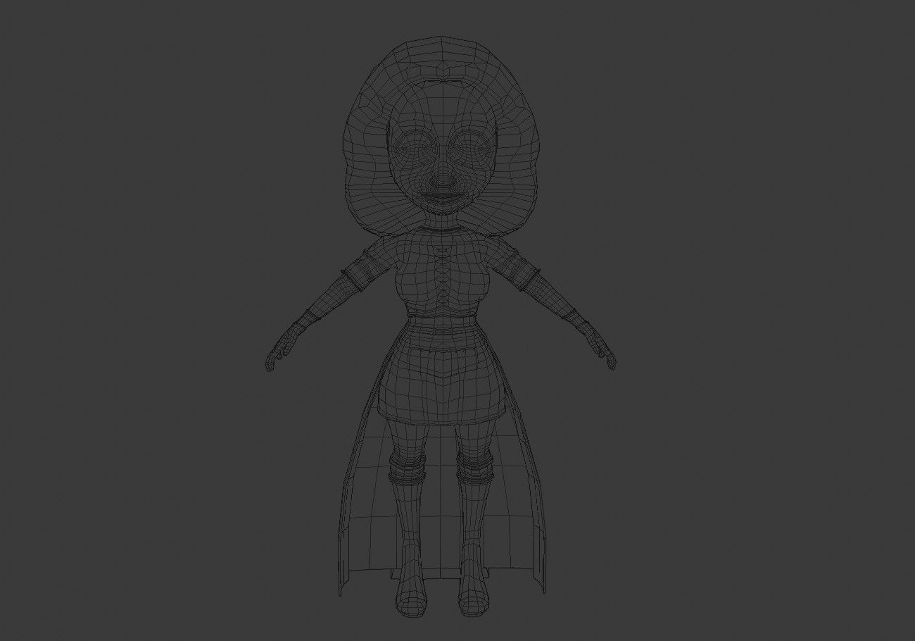 mini woman green eyes Low-poly 3D model_18