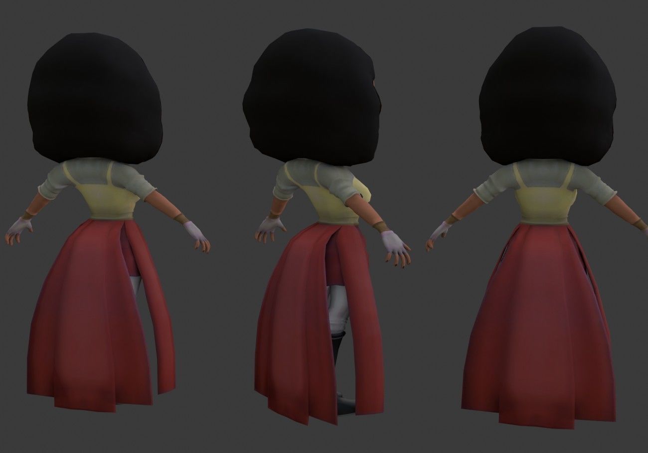 mini woman green eyes Low-poly 3D model_7