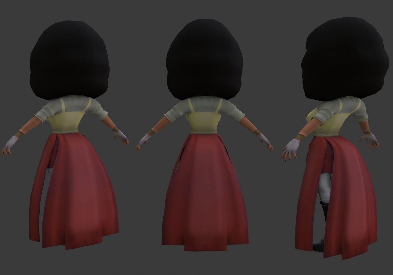 mini woman green eyes Low-poly 3D model_8