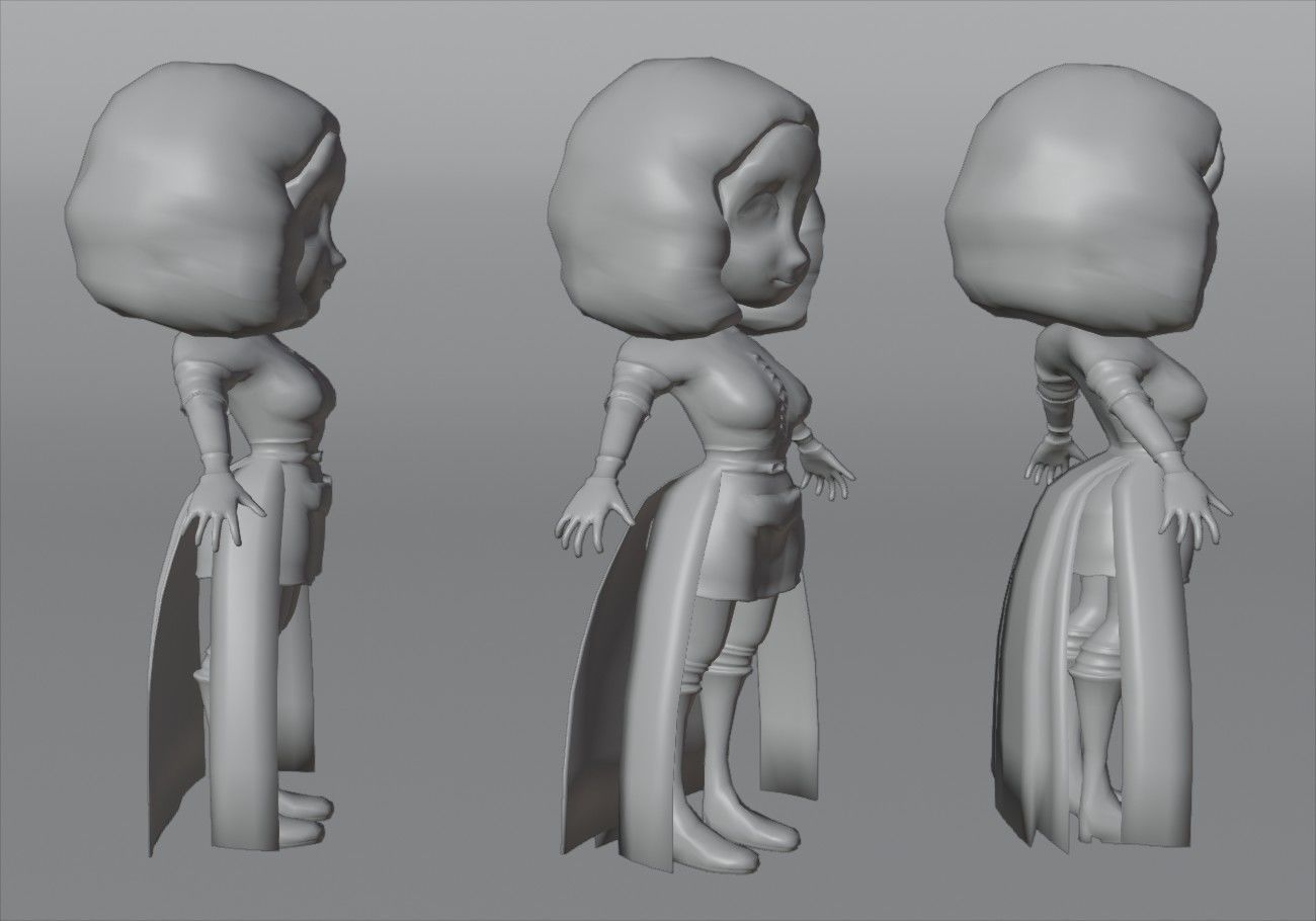 mini woman green eyes Low-poly 3D model_11