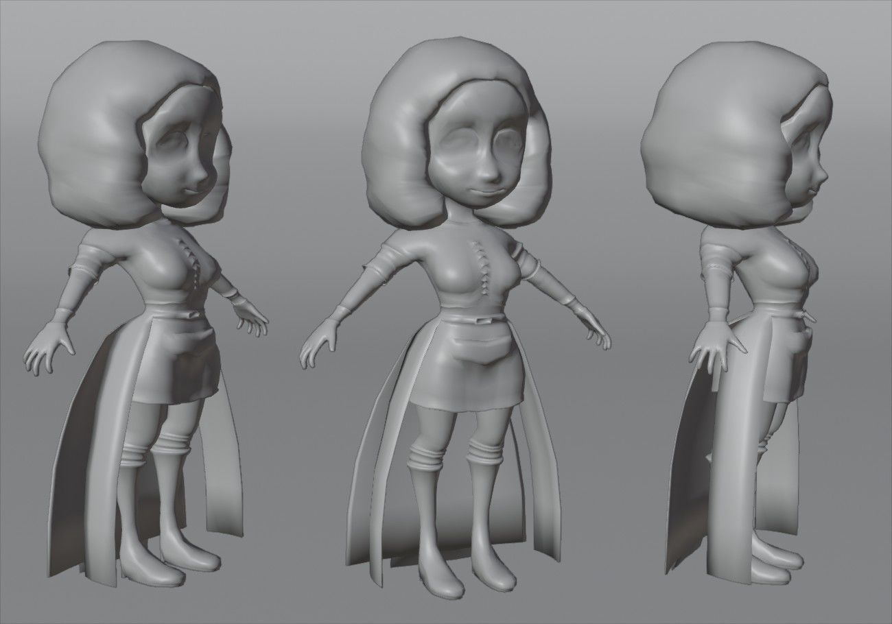 mini woman green eyes Low-poly 3D model_10
