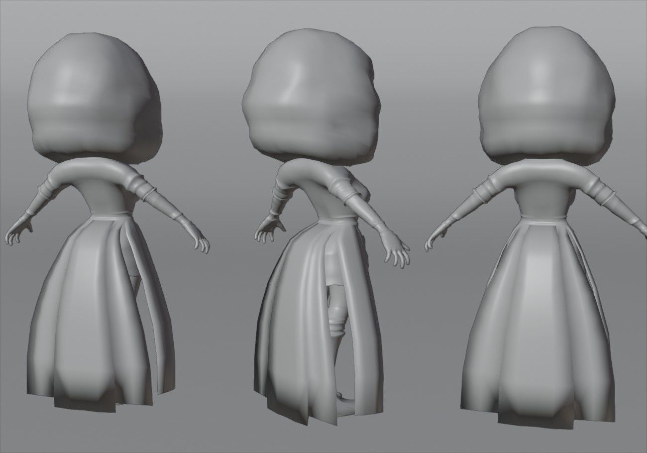 mini woman green eyes Low-poly 3D model_12