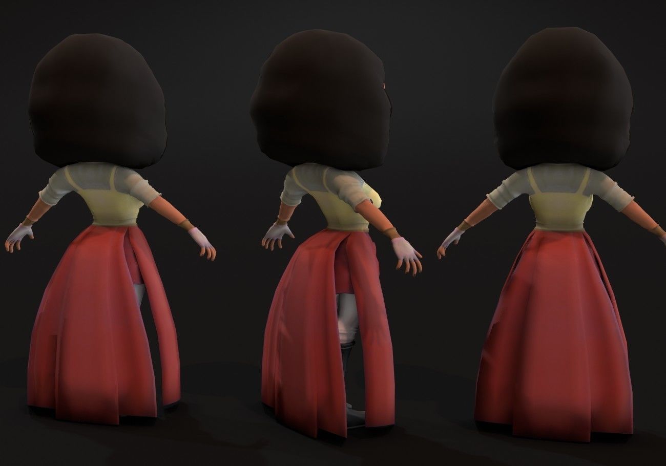 mini woman green eyes Low-poly 3D model_2