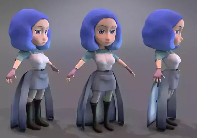 mini woman blue hair
