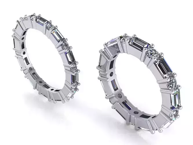 Diamond Eternity Band Ring - Baguettes and Round Stones