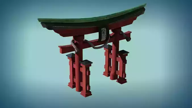 3D Stylized Japanese Torii Gate Asset