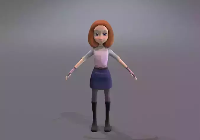 thin little child low poly