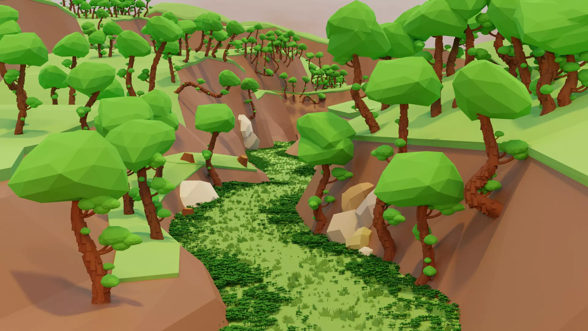 Lowpoly forest scene Low-poly 3D model_0