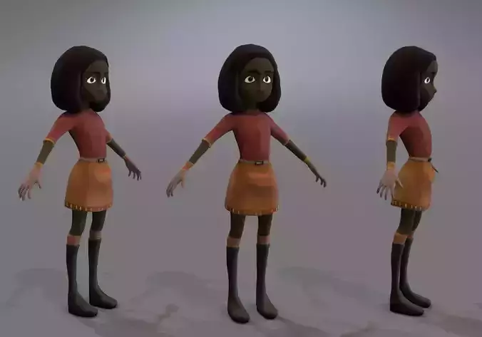 thin little child low poly