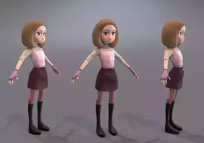blond teen low poly