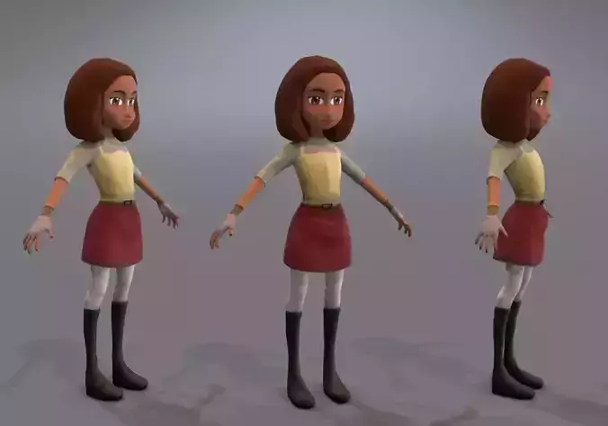 teen low poly cartoon girl