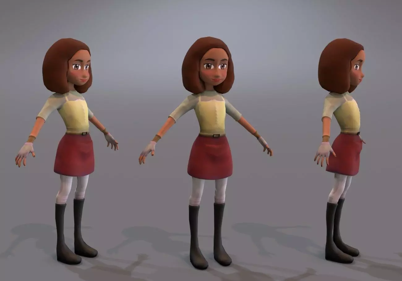 3D model teen low poly cartoon girl VR / AR / low-poly | CGTrader