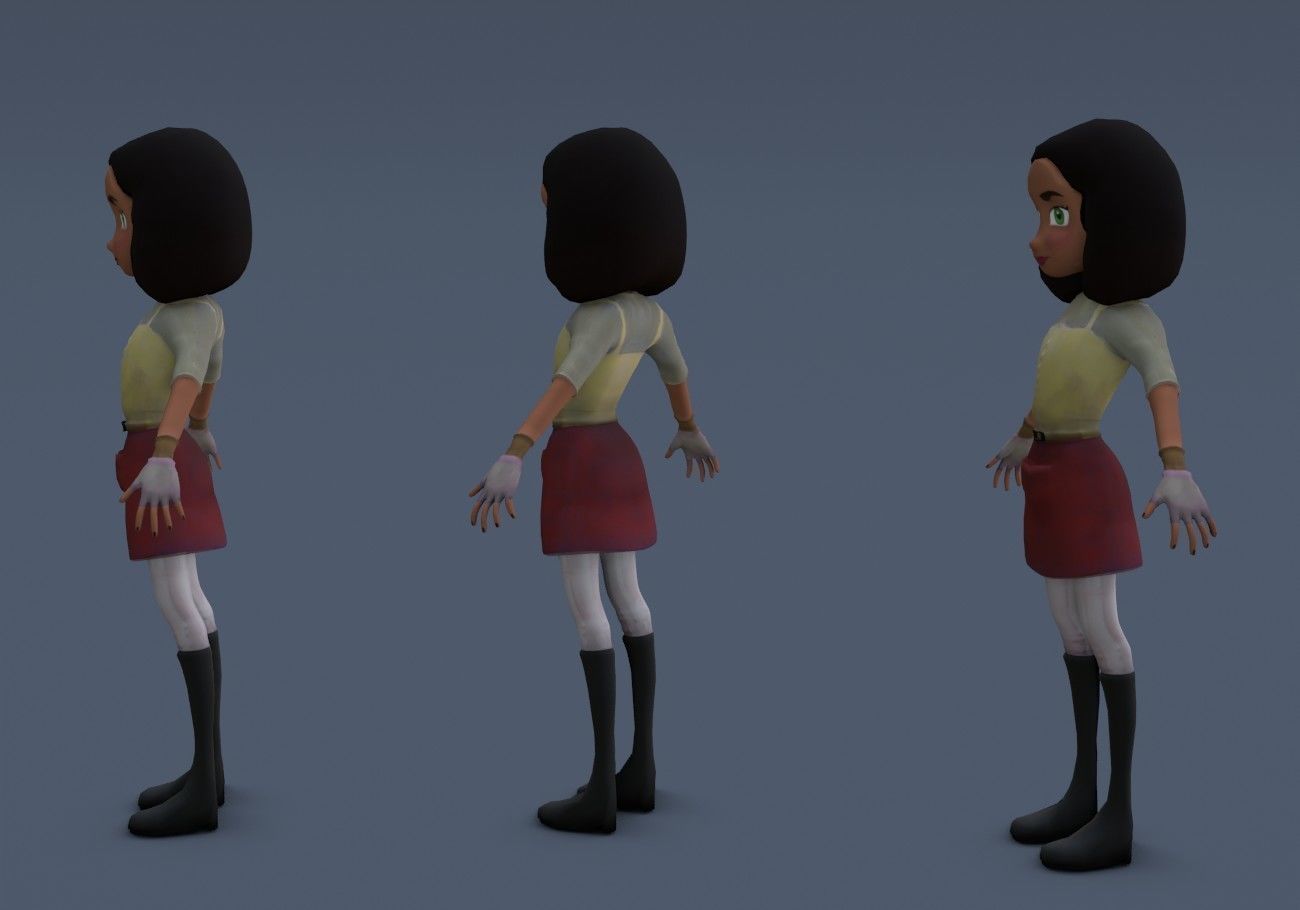 teen with big green eyes Low-poly 3D model_10