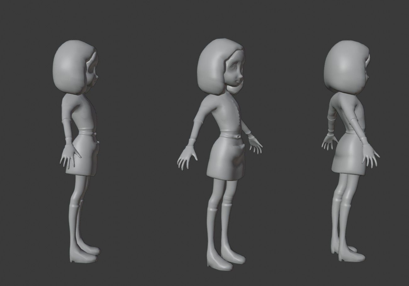 teen with big green eyes Low-poly 3D model_13