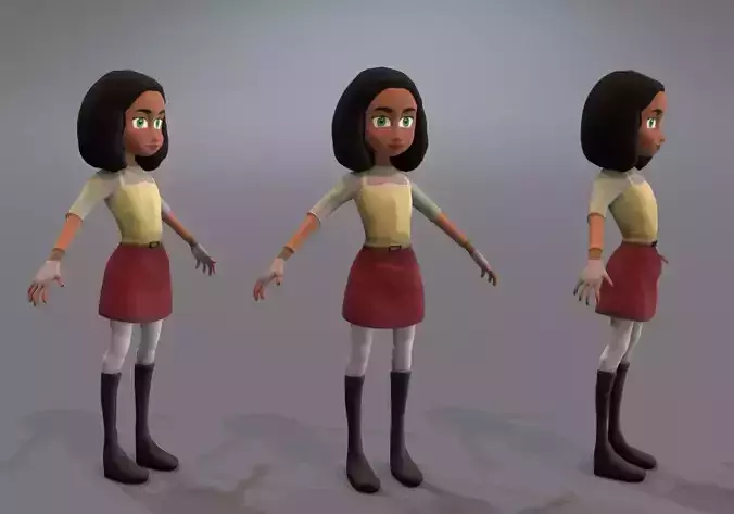 teen with big green eyes Low-poly 3D model