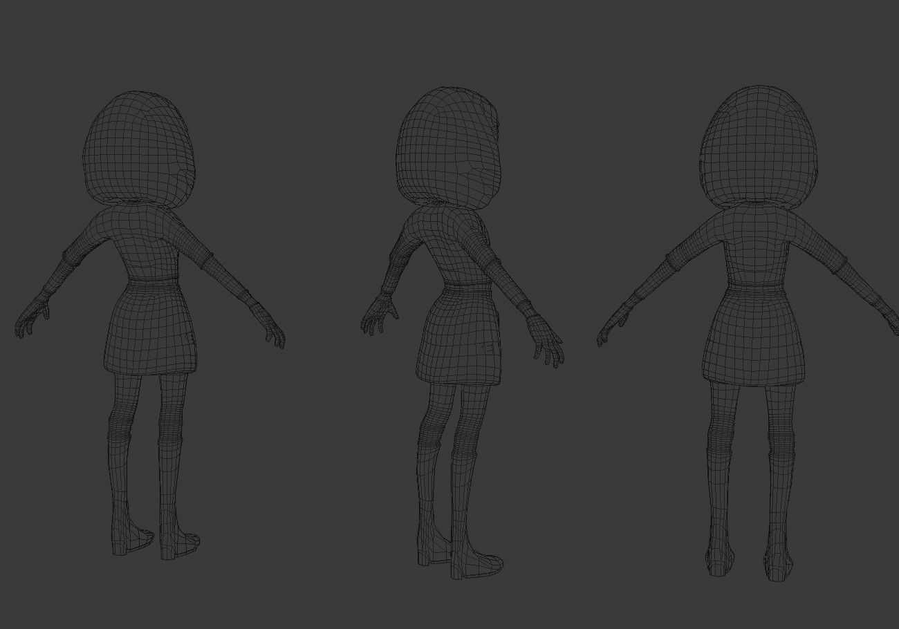 teen with big green eyes Low-poly 3D model_17