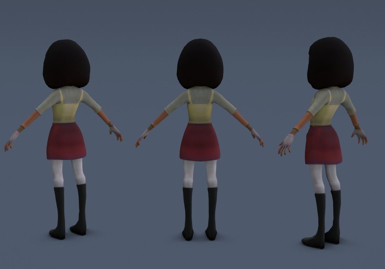 teen with big green eyes Low-poly 3D model_9