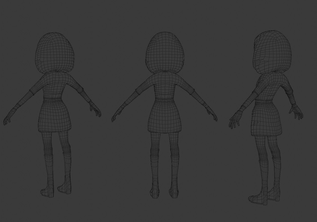 teen with big green eyes Low-poly 3D model_18