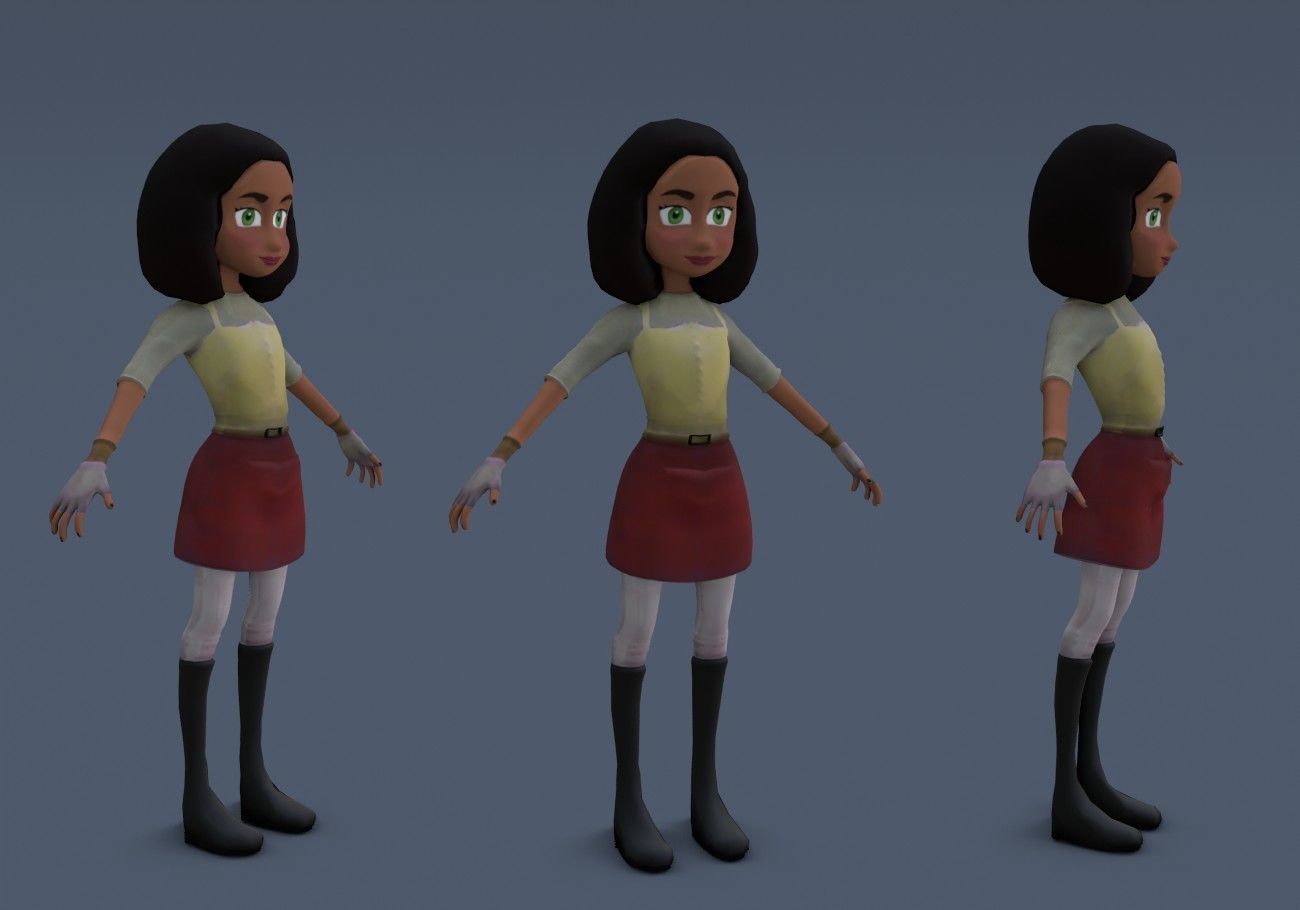 teen with big green eyes Low-poly 3D model_6