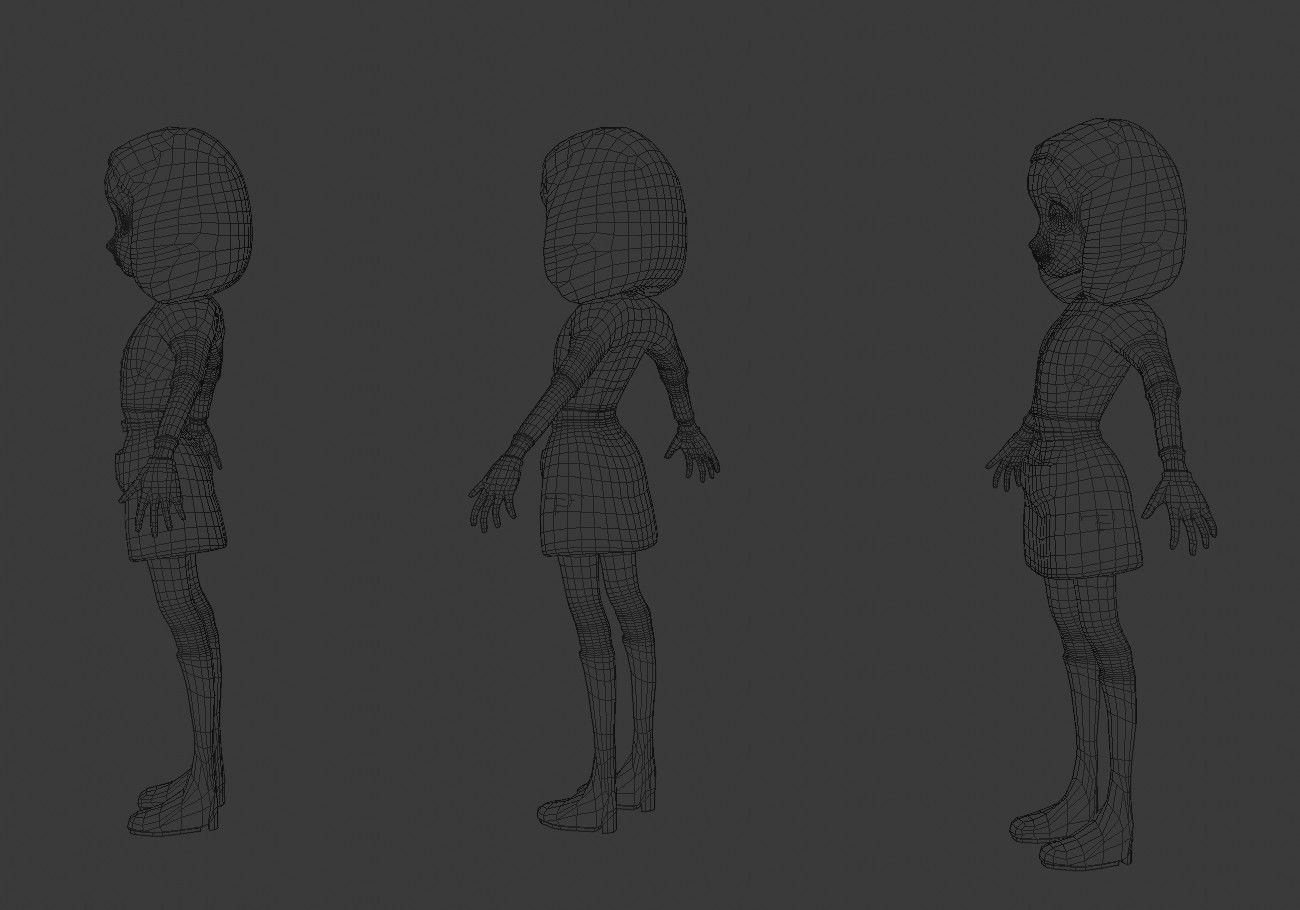 teen with big green eyes Low-poly 3D model_19