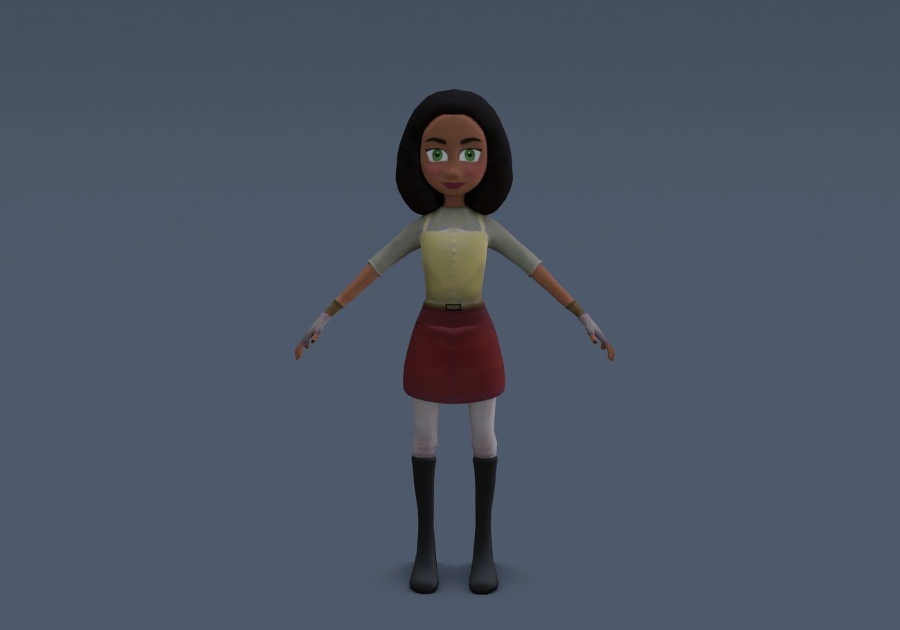 teen with big green eyes Low-poly 3D model_11