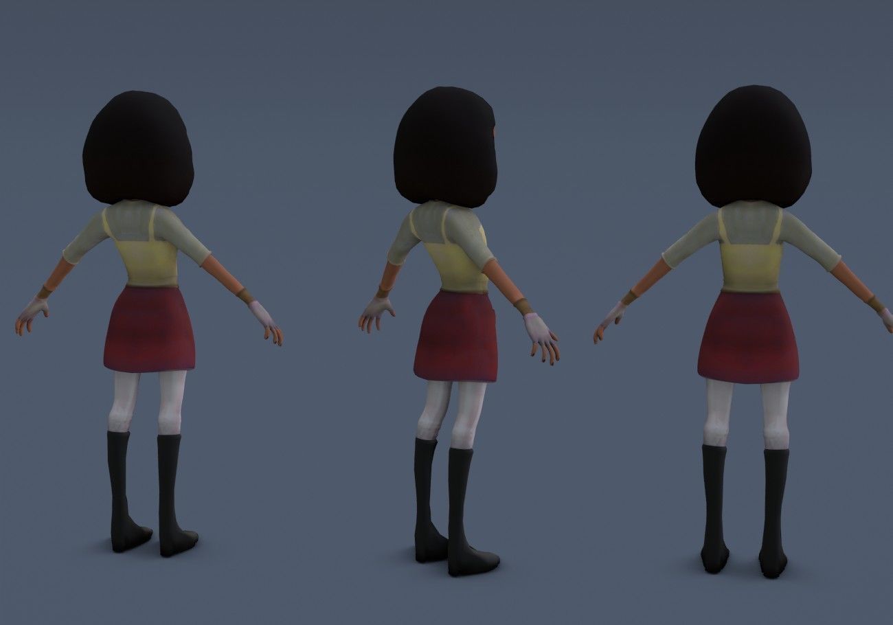 teen with big green eyes Low-poly 3D model_8