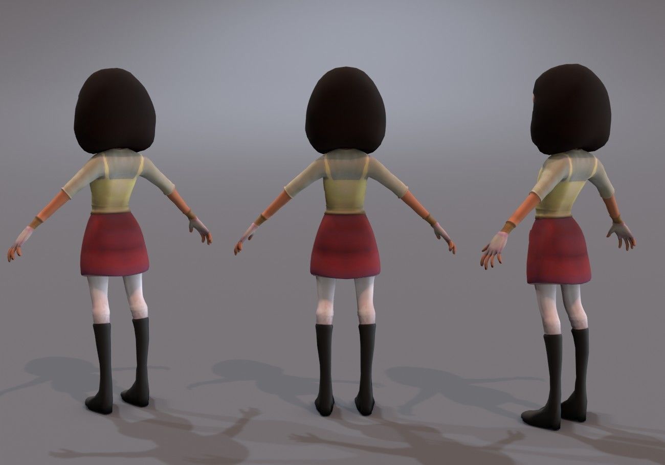 teen with big green eyes Low-poly 3D model_3