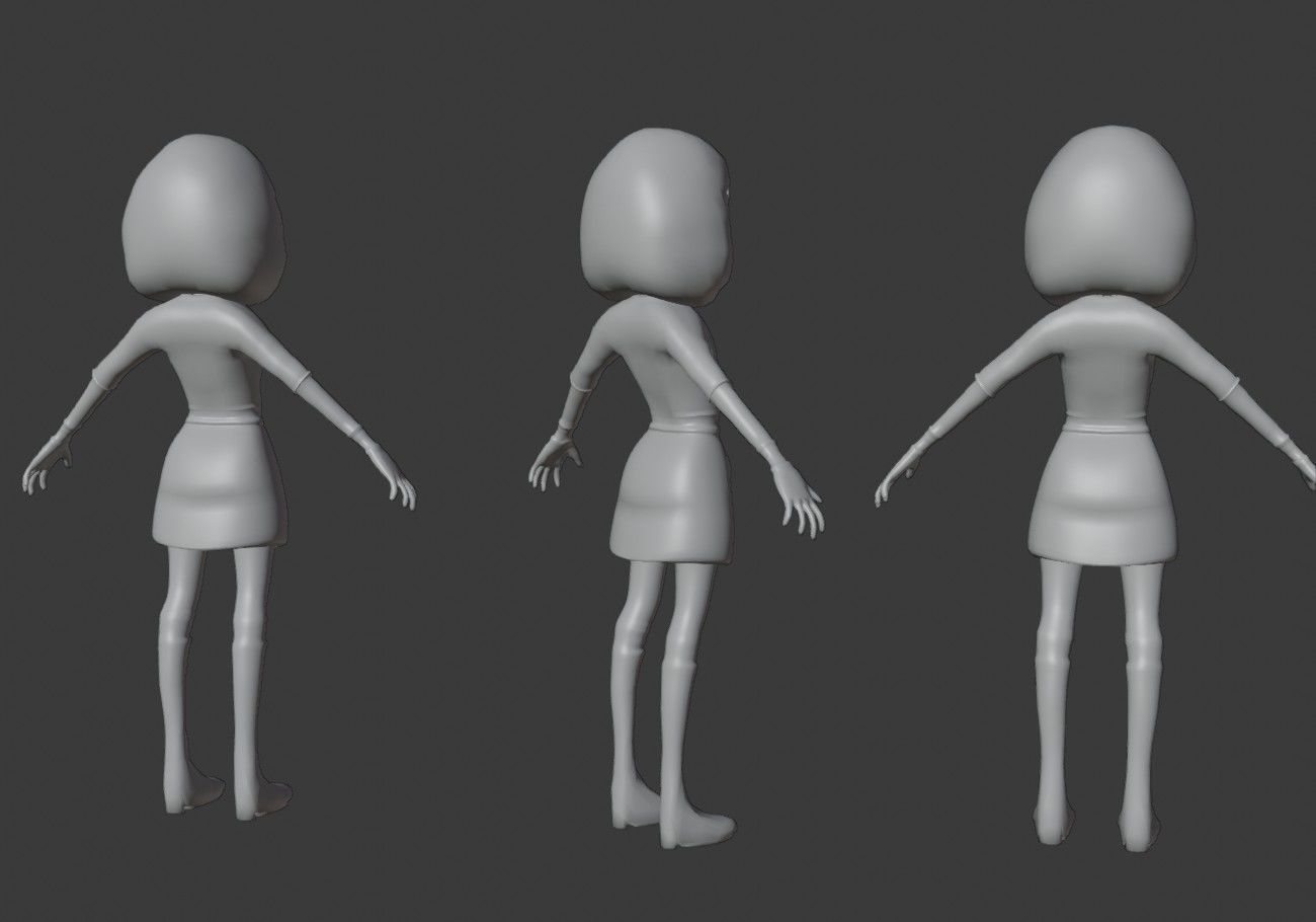 teen with big green eyes Low-poly 3D model_14