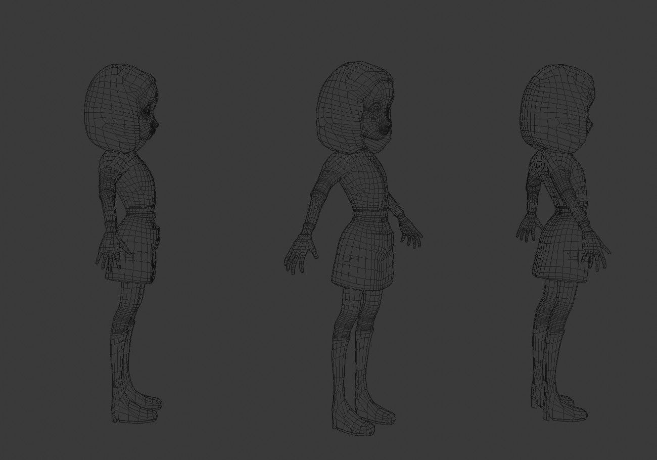 teen with big green eyes Low-poly 3D model_16