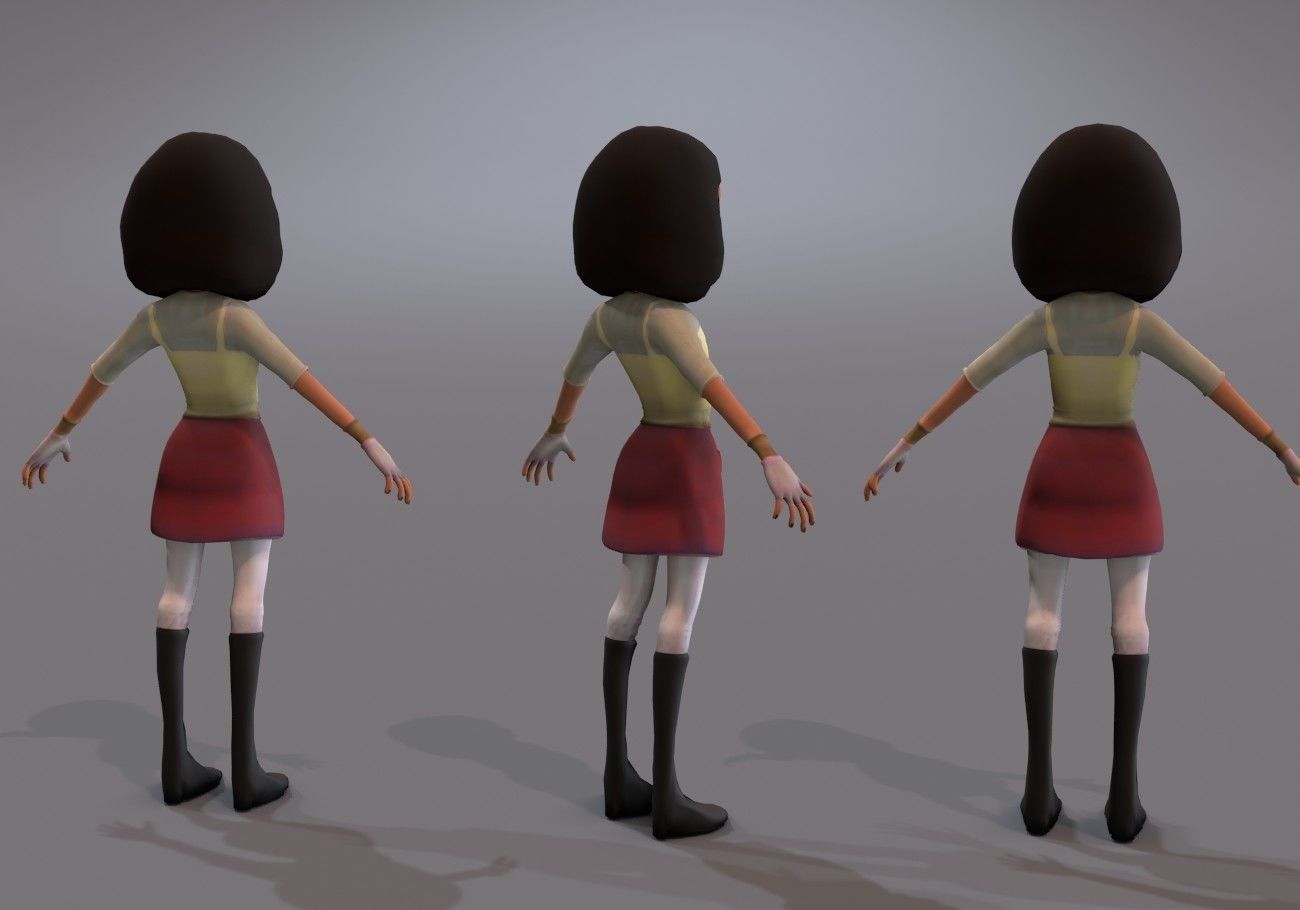 teen with big green eyes Low-poly 3D model_2