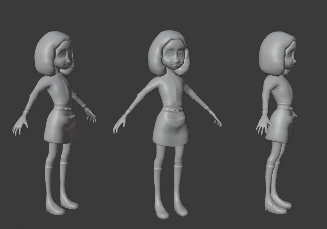 teen with big green eyes Low-poly 3D model_12