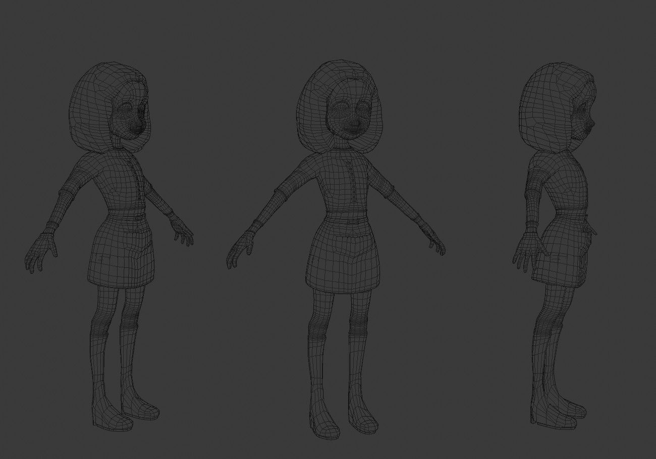 teen with big green eyes Low-poly 3D model_15