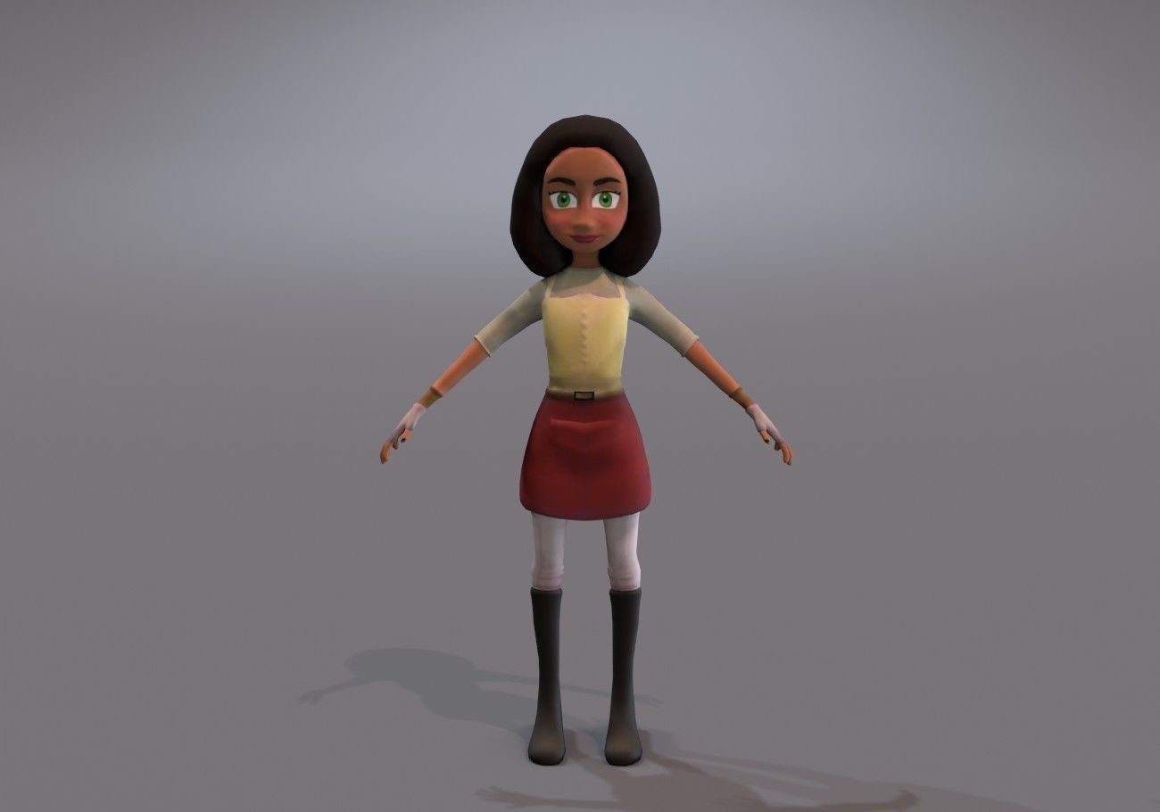 teen with big green eyes Low-poly 3D model_5