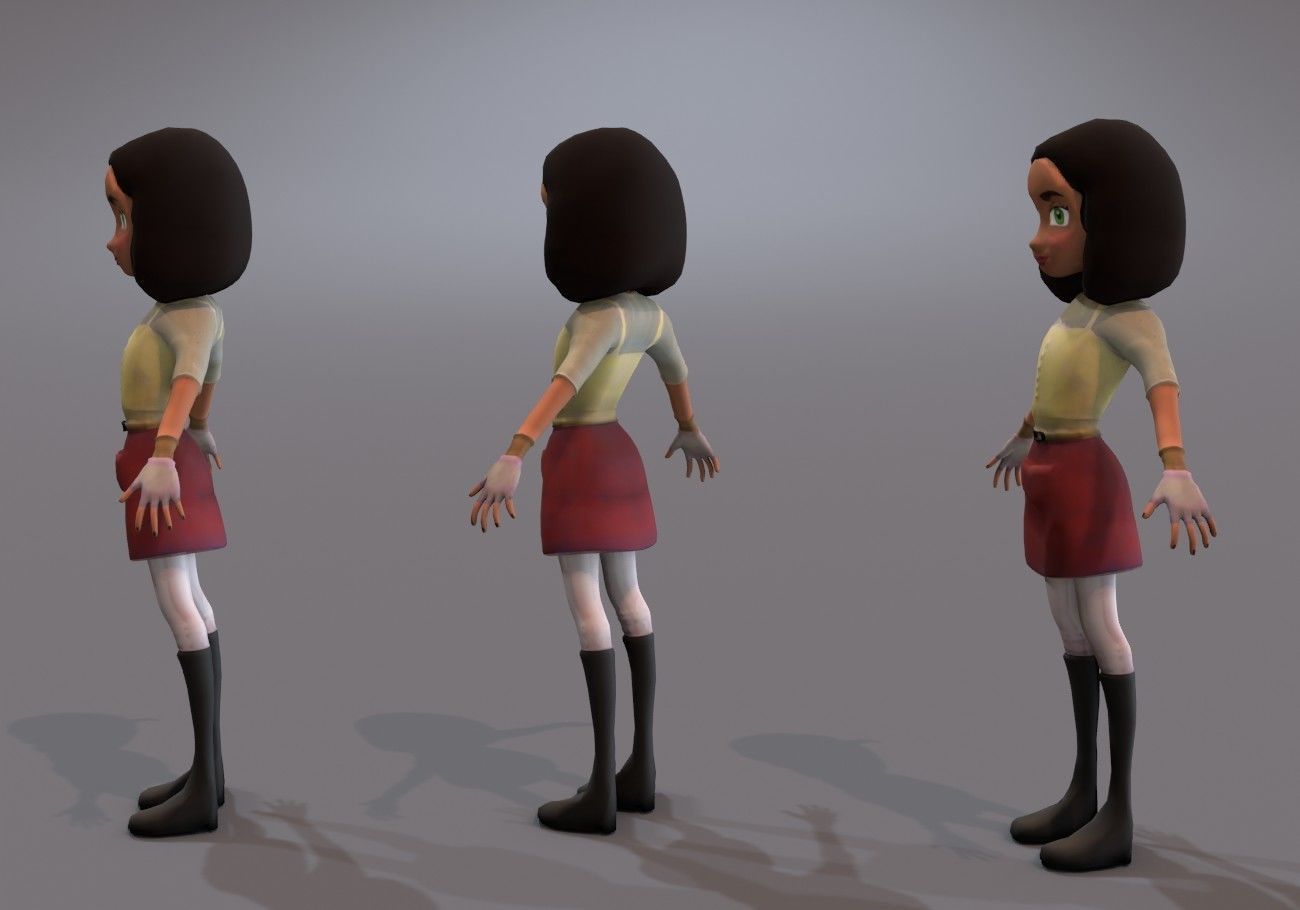 teen with big green eyes Low-poly 3D model_4