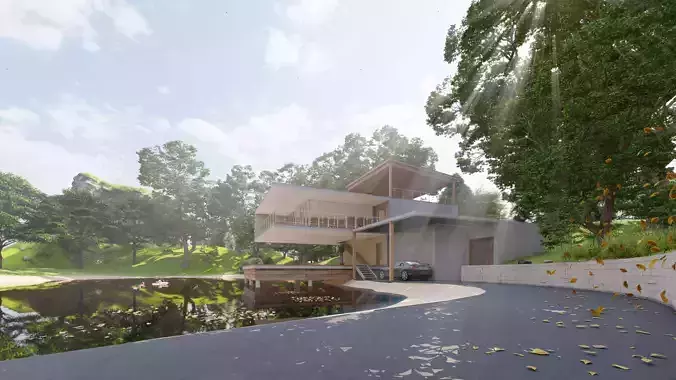 Lake House Low-poly 3D model