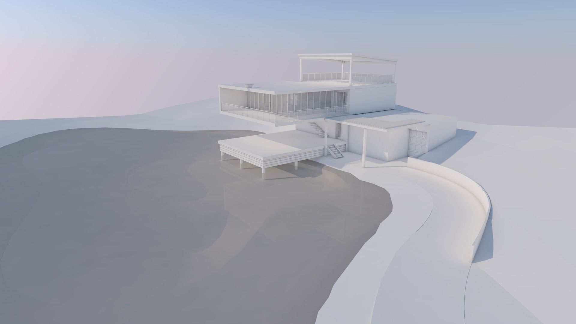 Lake House Low-poly 3D model_2