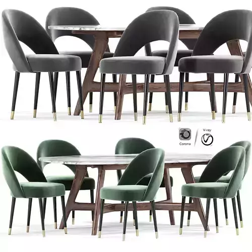 Laskasas Amour Open Back Fabric Chair 3D model