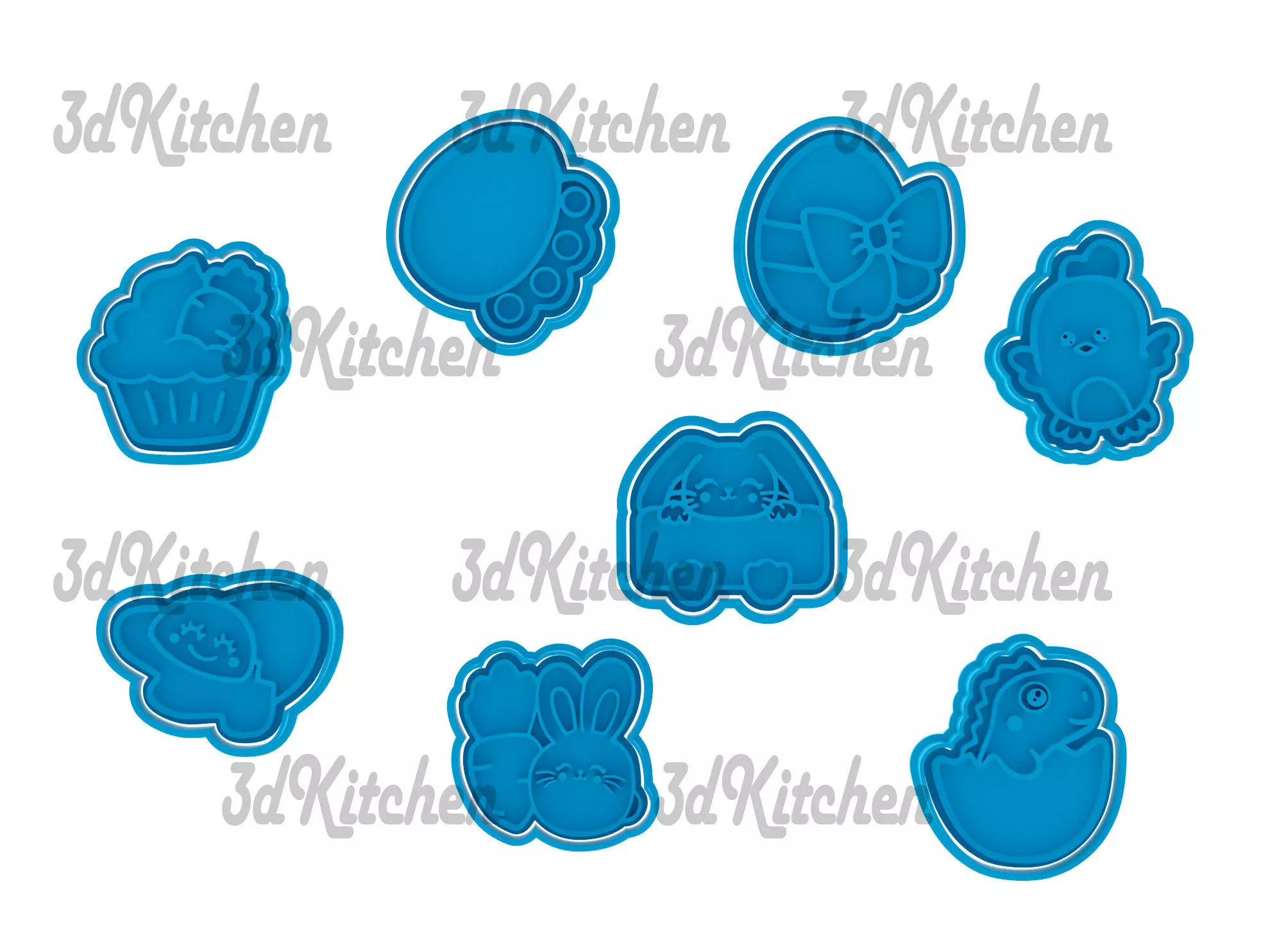 Easter cookie cutters - fondant STL files 3D print model_0