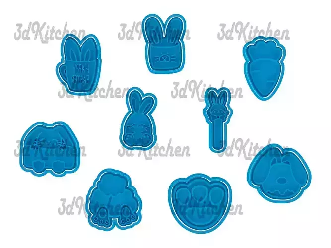 Easter 2 cookie cutters - fondant STL files 3D print model